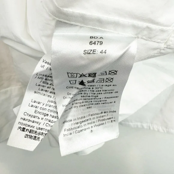 Ganni Cotton Poplin Tie String Peplum Blouse in White Size 44 - Picture 4 of 7